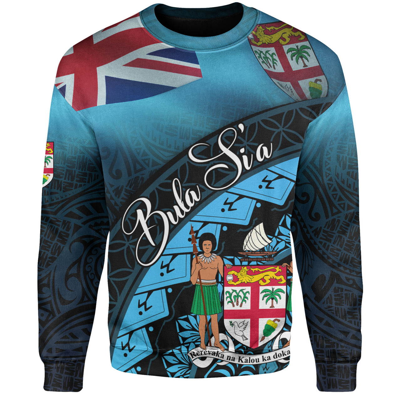Fiji Custom Personalised Sweatshirt Bula Si'a Fijian Flag Tapa Patterns Style