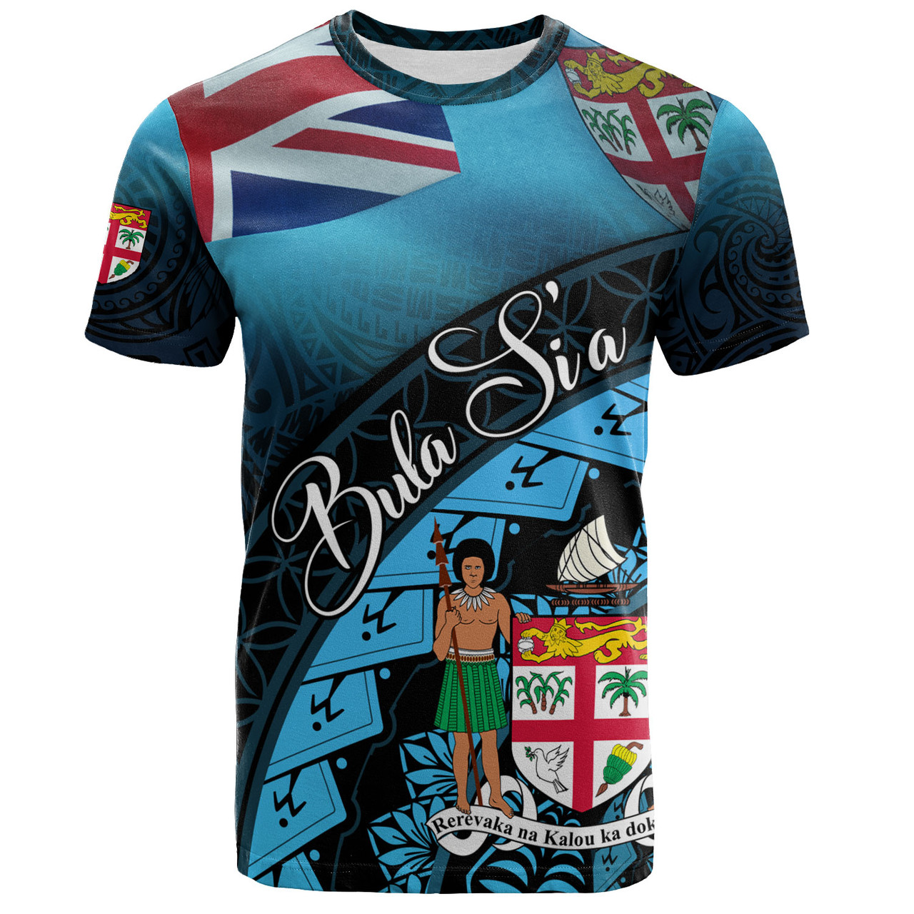 Fiji Custom Personalised T-Shirt Bula Si'a Fijian Flag Tapa Patterns Style