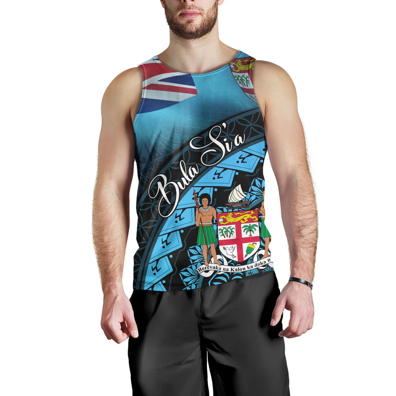 Fiji Custom Personalised Tank Top Bula Si'a Fijian Flag Tapa Patterns Style