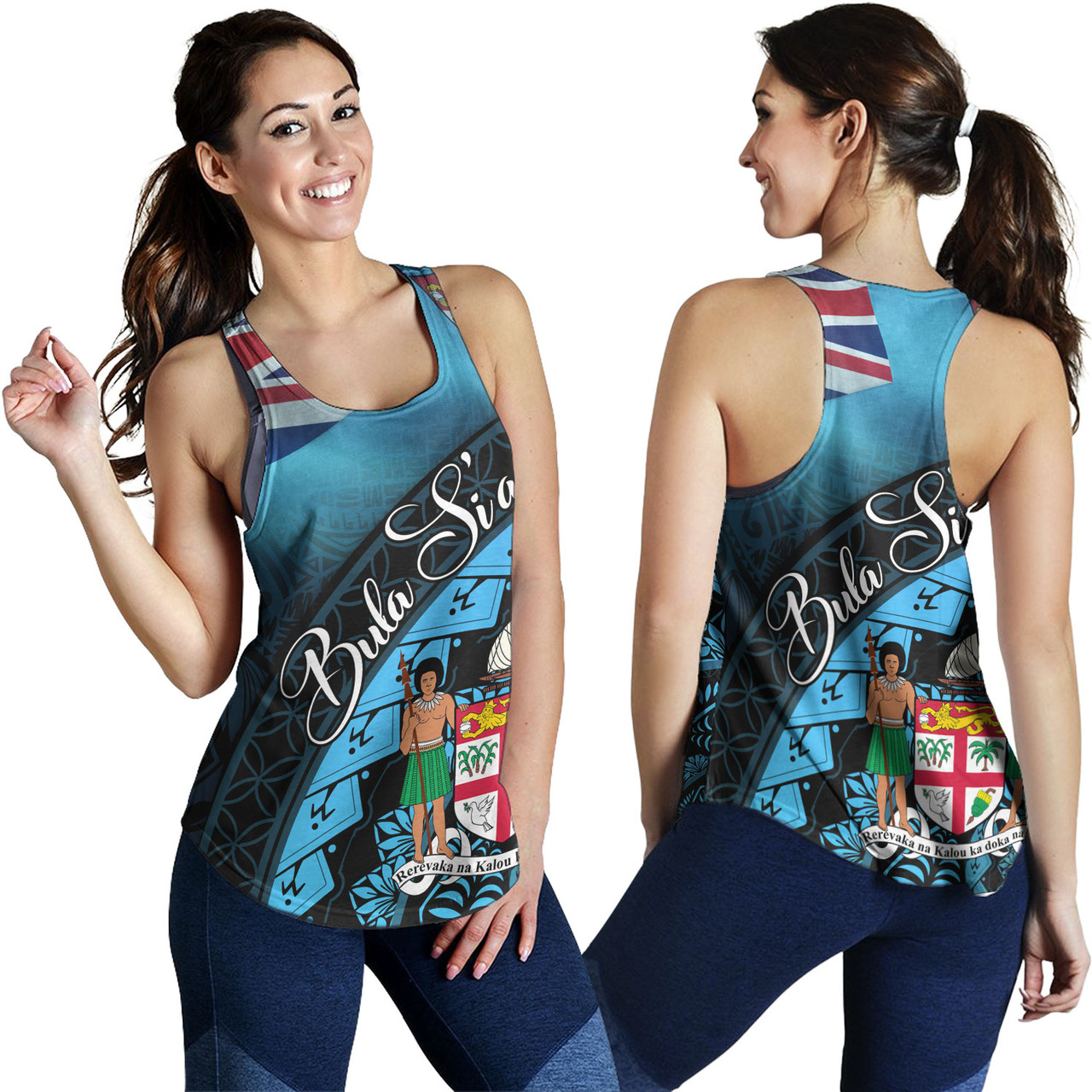 Fiji Custom Personalised Women Tank Bula Si'a Fijian Flag Tapa Patterns Style