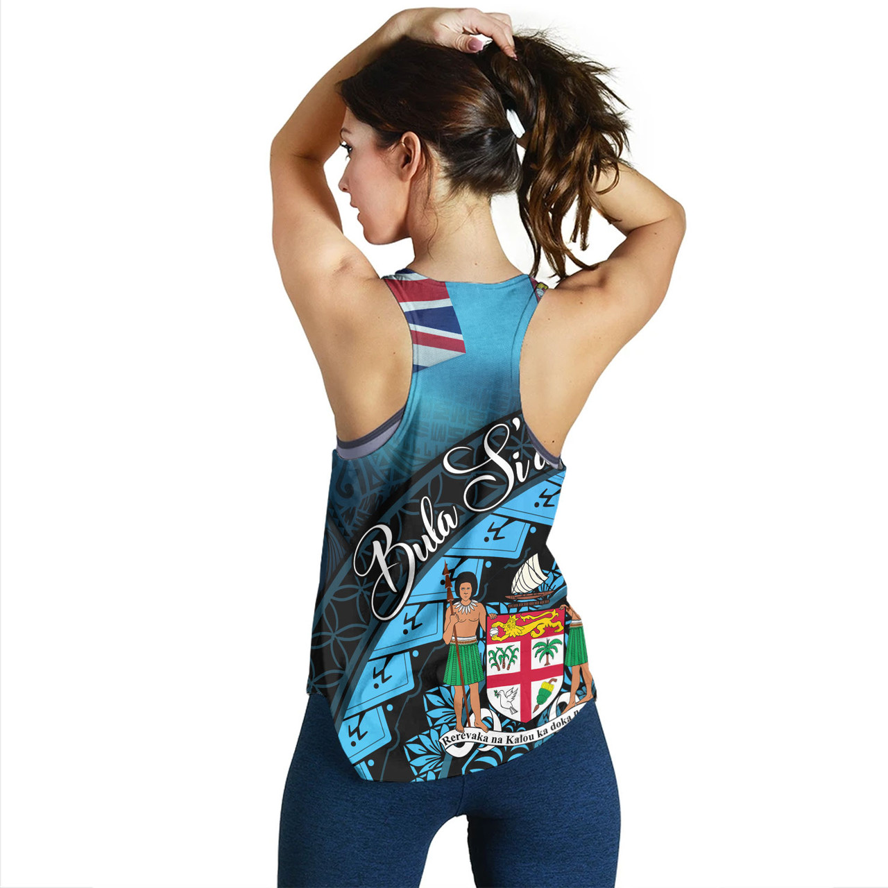 Fiji Custom Personalised Women Tank Bula Si'a Fijian Flag Tapa Patterns Style