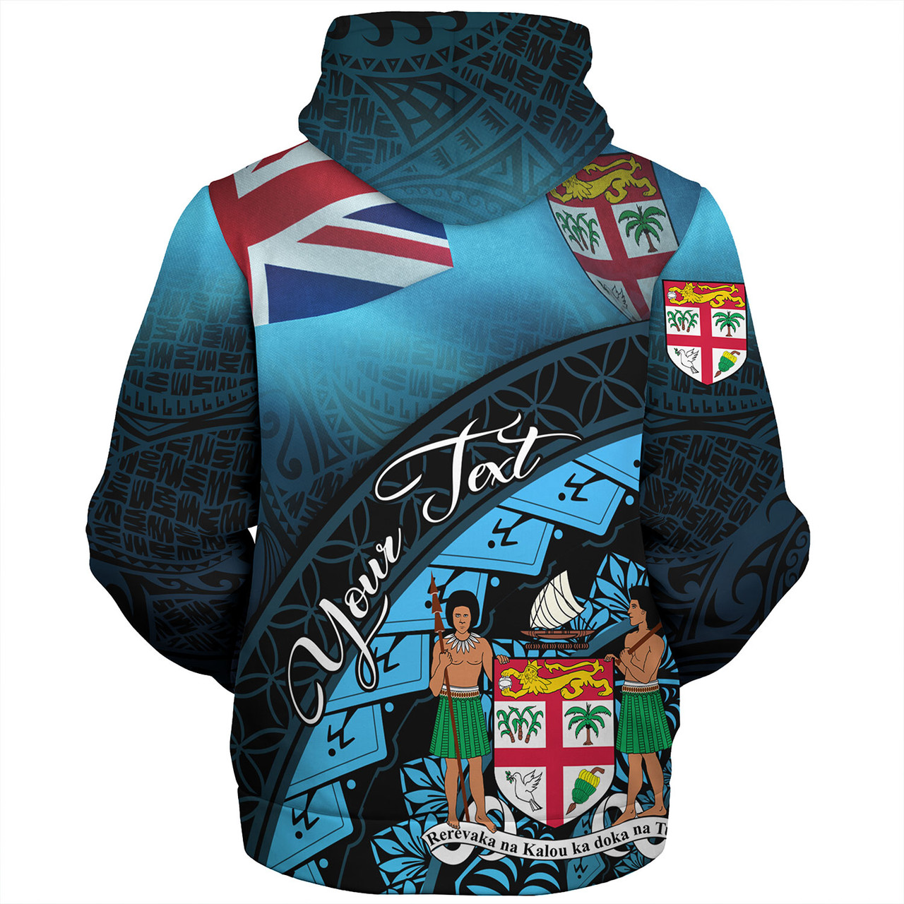 Fiji Custom Personalised Sherpa Hoodie Bula Si'a Fijian Flag Tapa Patterns Style