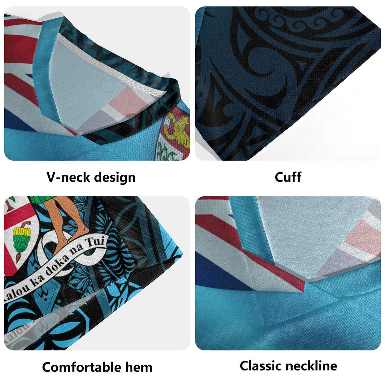 Fiji Custom Personalised Rugby Jersey Bula Si'a Fijian Flag Tapa Patterns Style