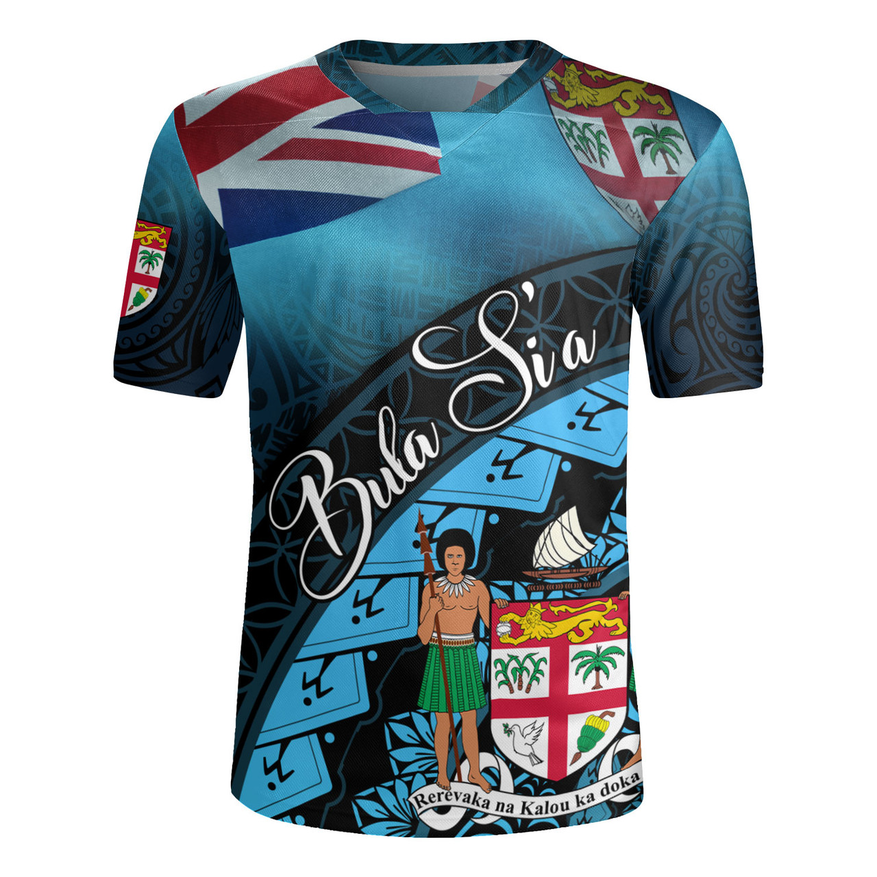 Fiji Custom Personalised Rugby Jersey Bula Si'a Fijian Flag Tapa Patterns Style