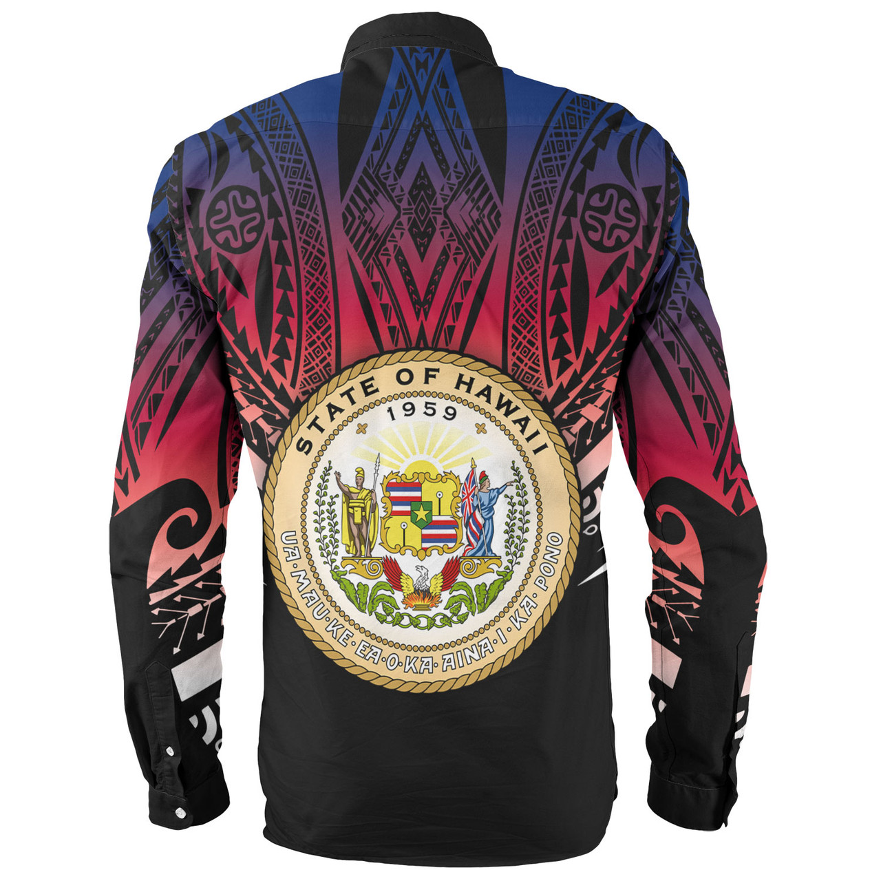 Hawaii Custom Personalised Long Sleeve Shirt Polynesian Tattoo Style Flag Color