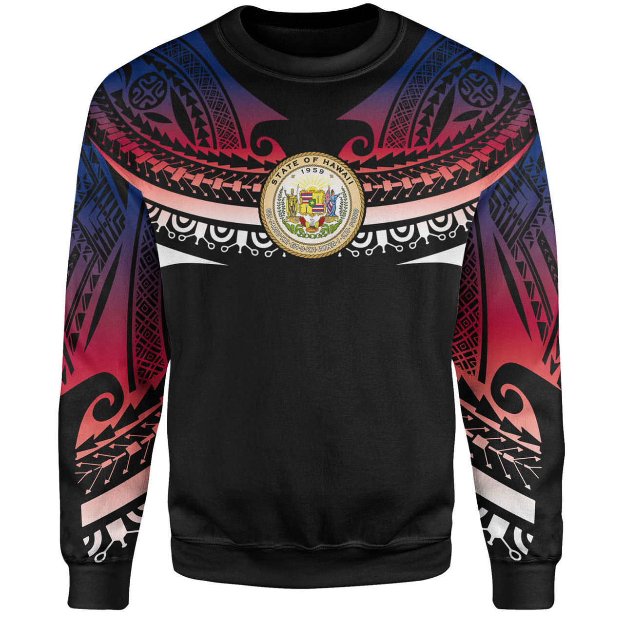 Hawaii Custom Personalised Sweatshirt Polynesian Tattoo Style Flag Color