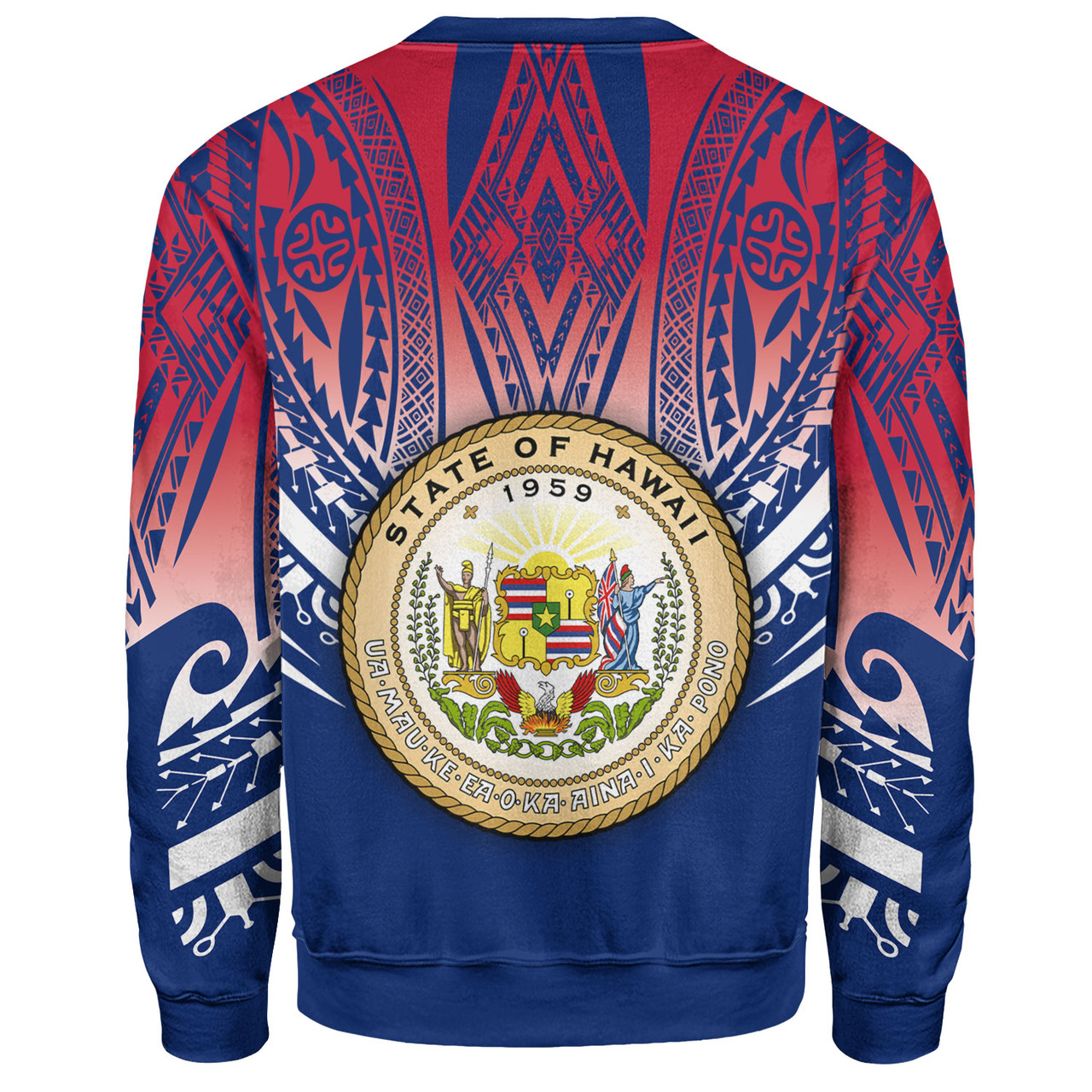 Hawaii Custom Personalised Sweatshirt Polynesian Tattoo Style Flag Color