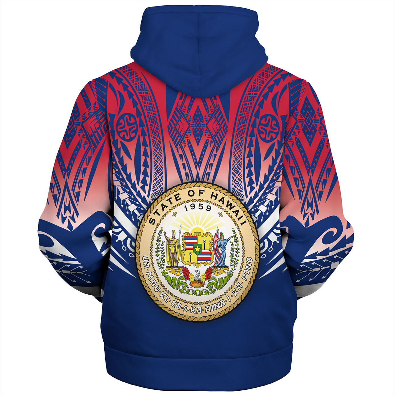 Hawaii Custom Personalised Sherpa Hoodie Polynesian Tattoo Style Flag Color