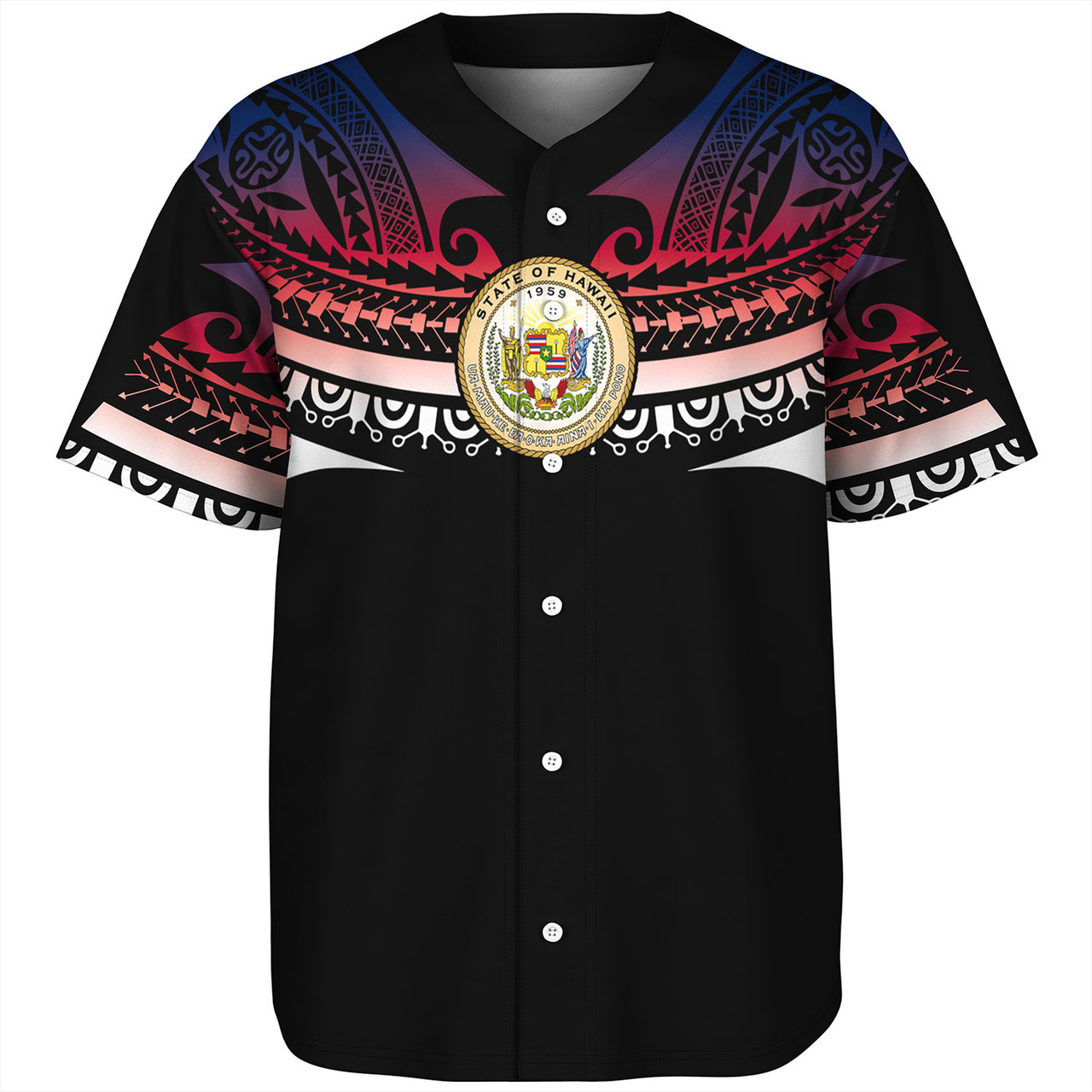 Hawaii Custom Personalised Baseball Shirt Polynesian Tattoo Style Flag Color