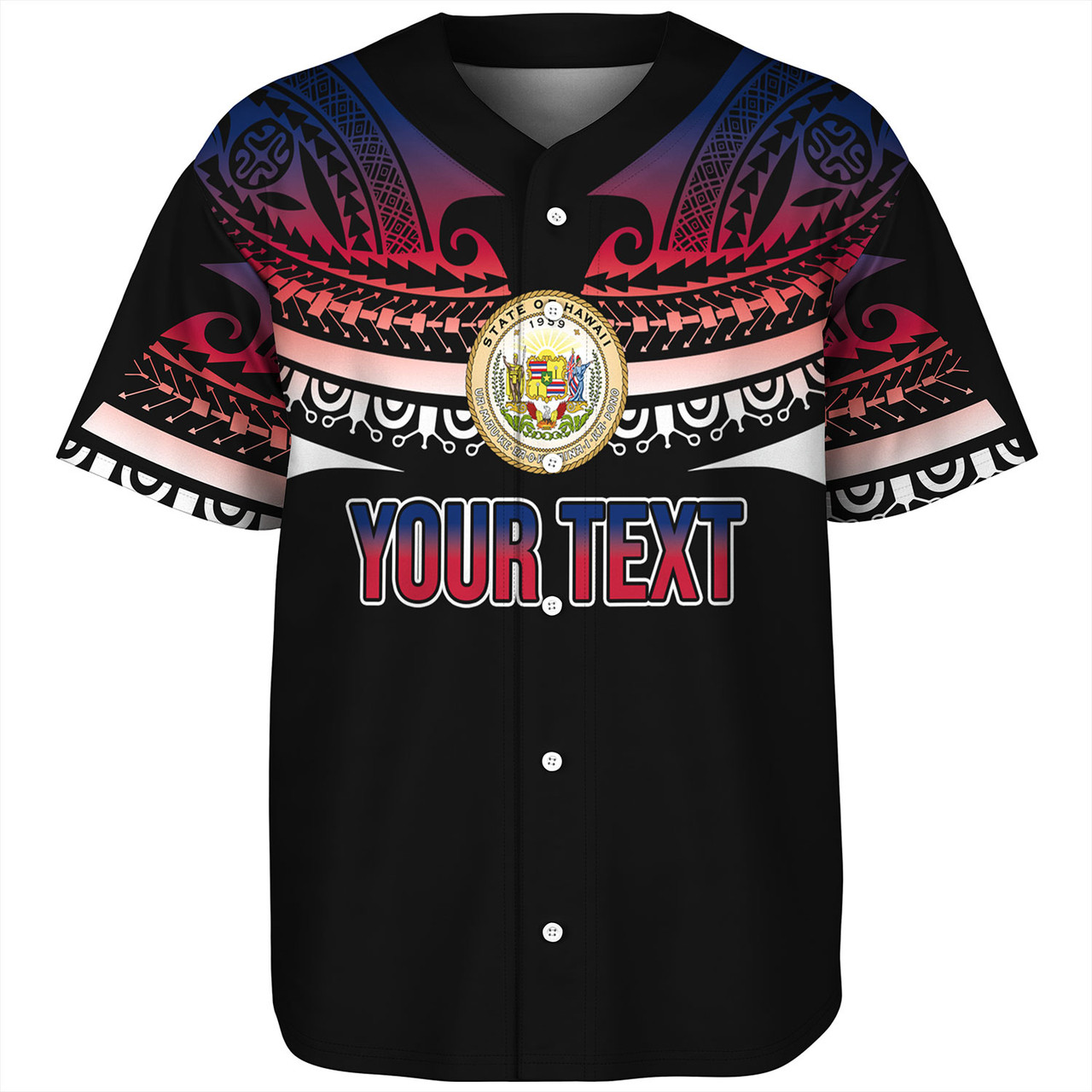 Hawaii Custom Personalised Baseball Shirt Polynesian Tattoo Style Flag Color