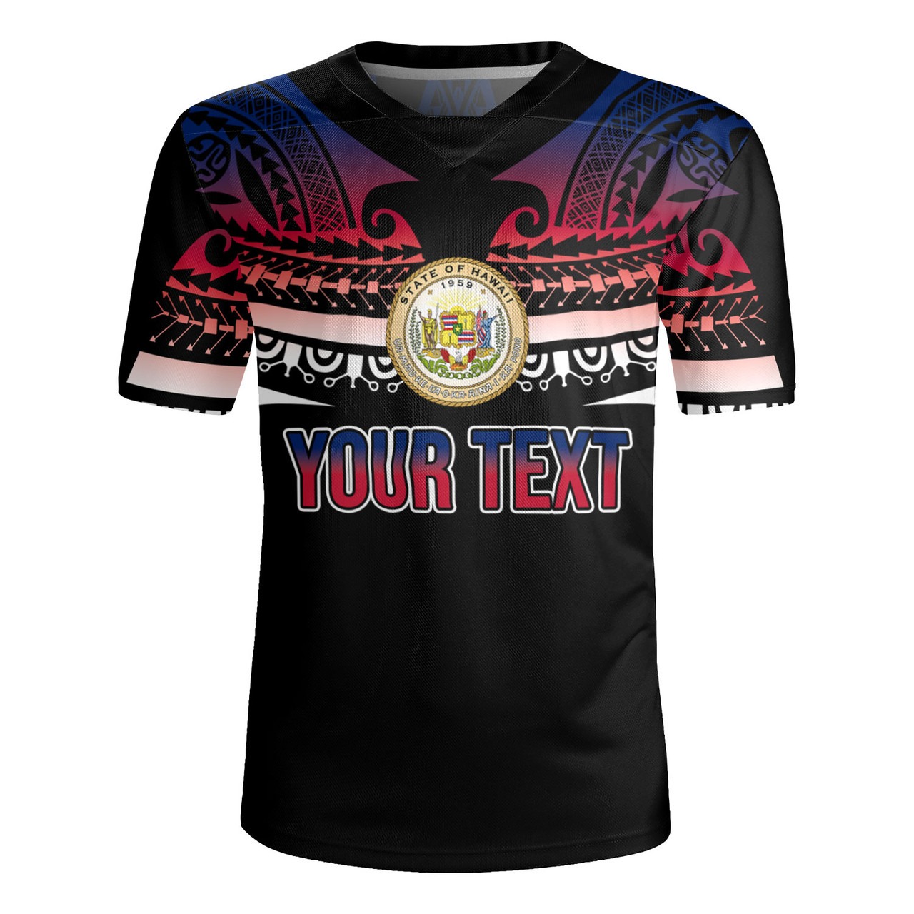 Hawaii Custom Personalised Rugby Jersey Polynesian Tattoo Style Flag Color