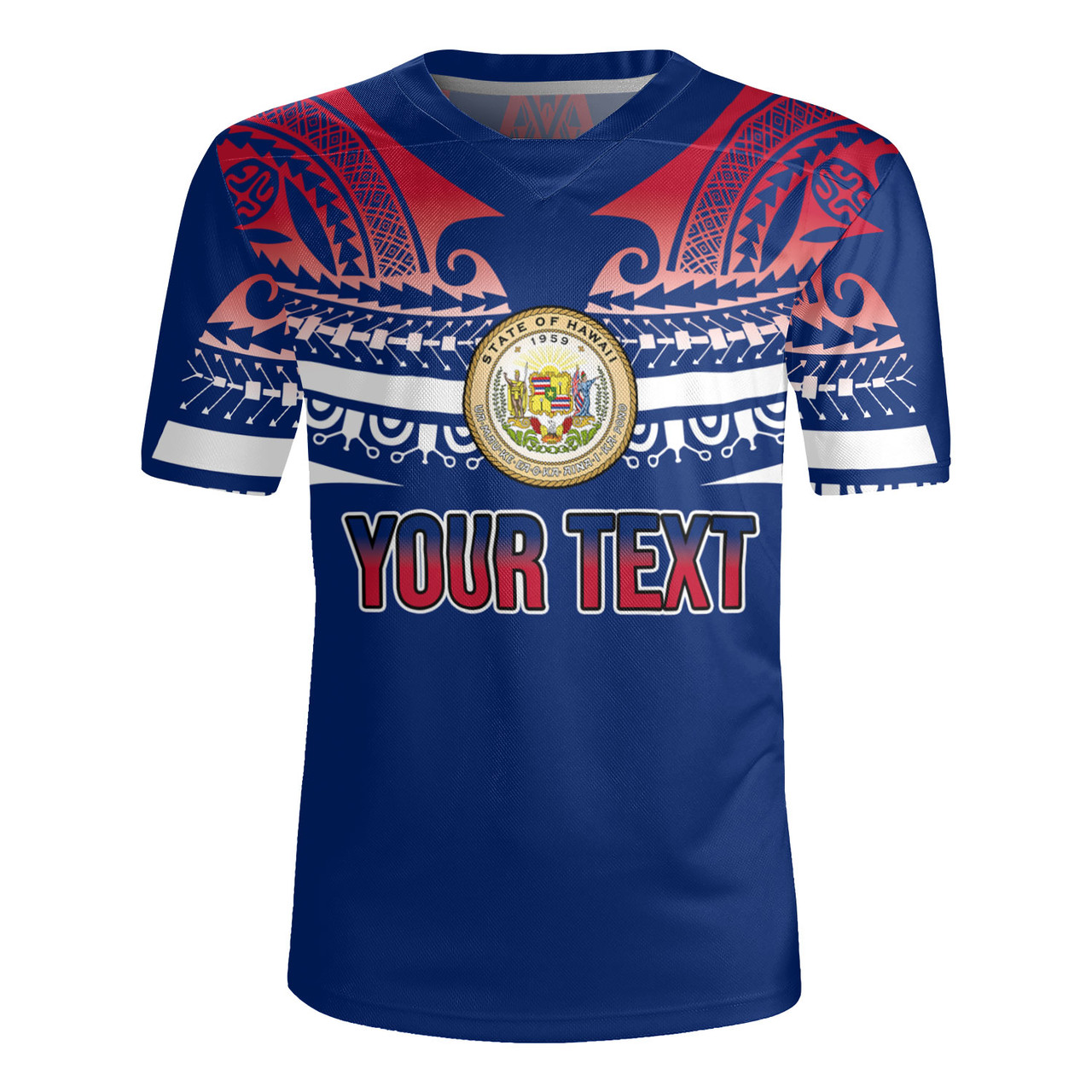 Hawaii Custom Personalised Rugby Jersey Polynesian Tattoo Style Flag Color