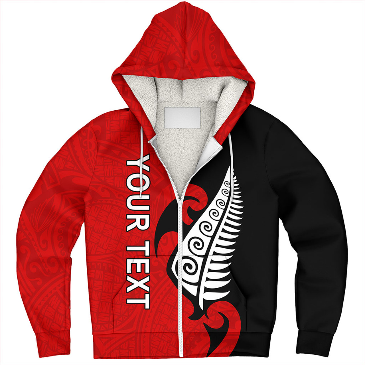 New Zealand Sherpa Hoodie Custom Aotearoa Silver Fern Koru Design