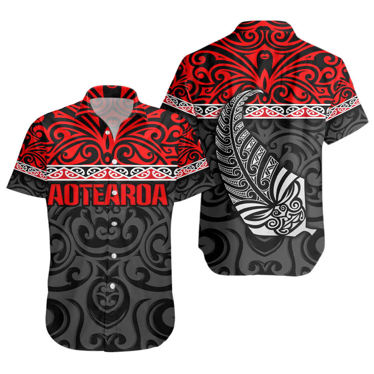 New Zealand Custom Personalised Short Sleeve Shirt Aotearoa Kowhaiwhai Patterns