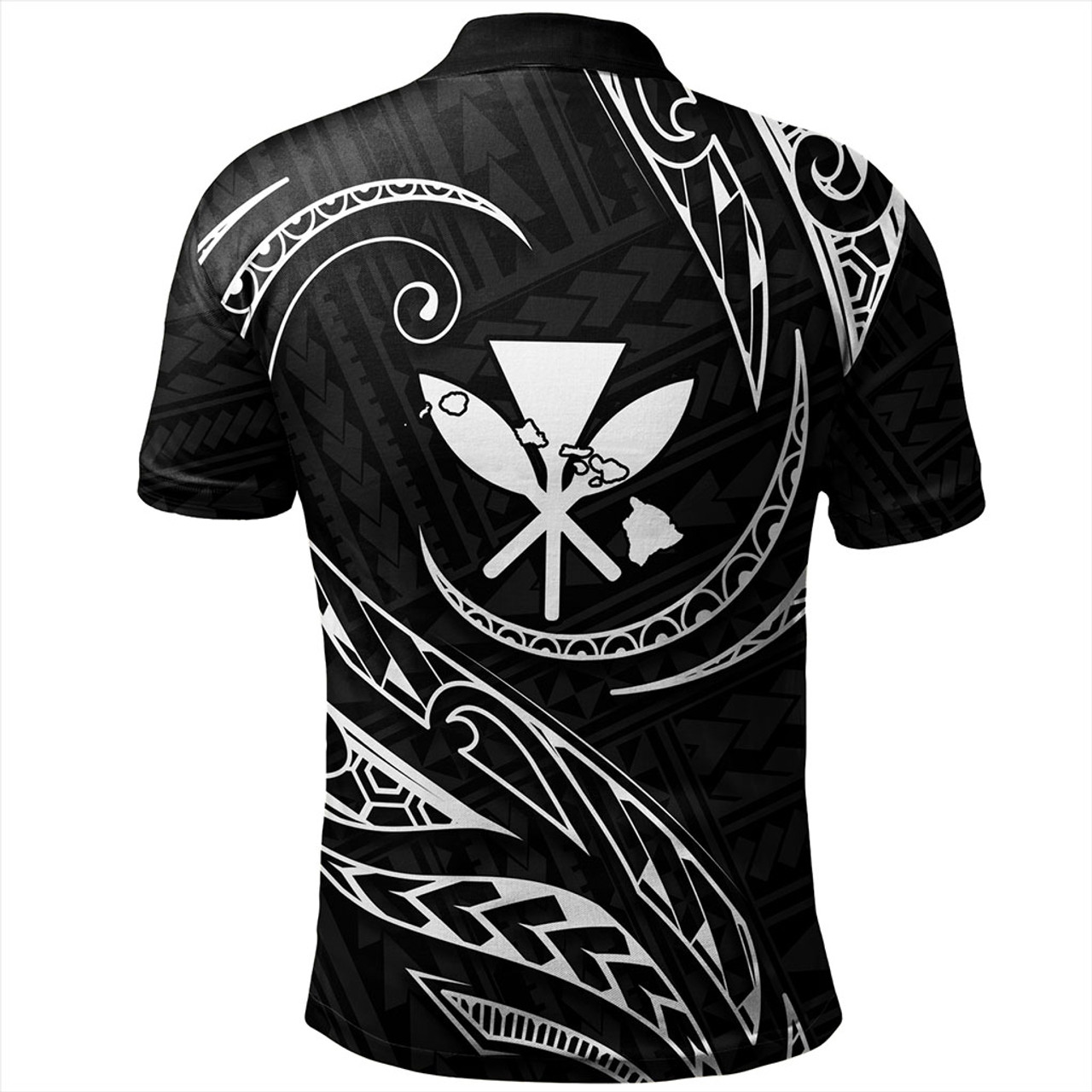 Hawaii Polo Shirt Custom Kanaka Map Polynesian Tribal Wave