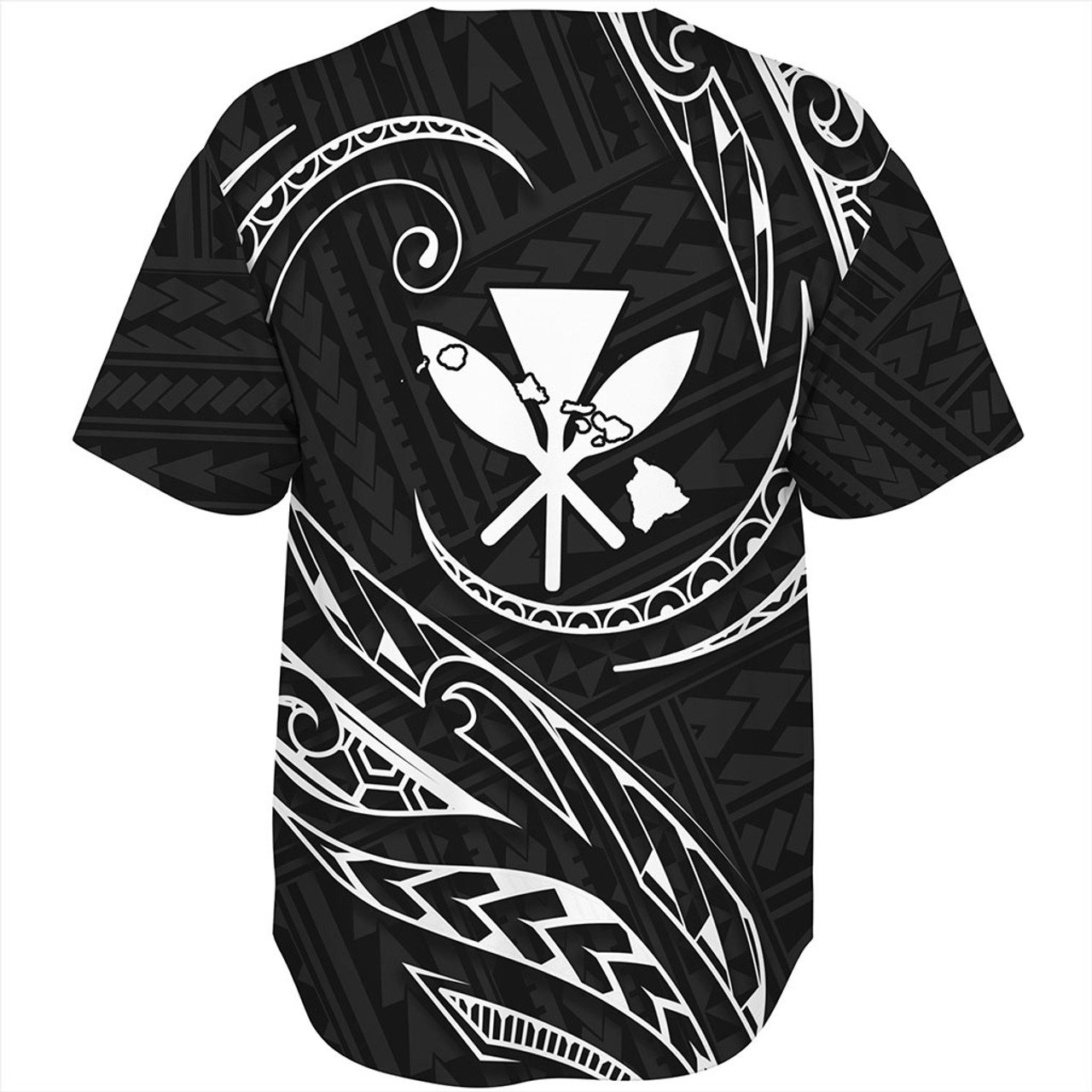 Hawaii Baseball Shirt Custom Kanaka Map Polynesian Tribal Wave