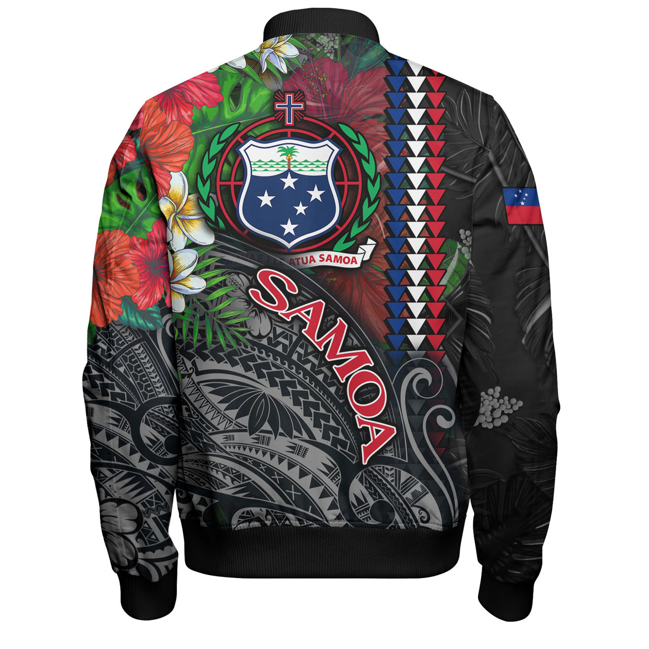 Samoa Custom Personalised Bomber Jacket Samoa Seal Hibiscus And Plumeria With Palm Branches Vintage Style