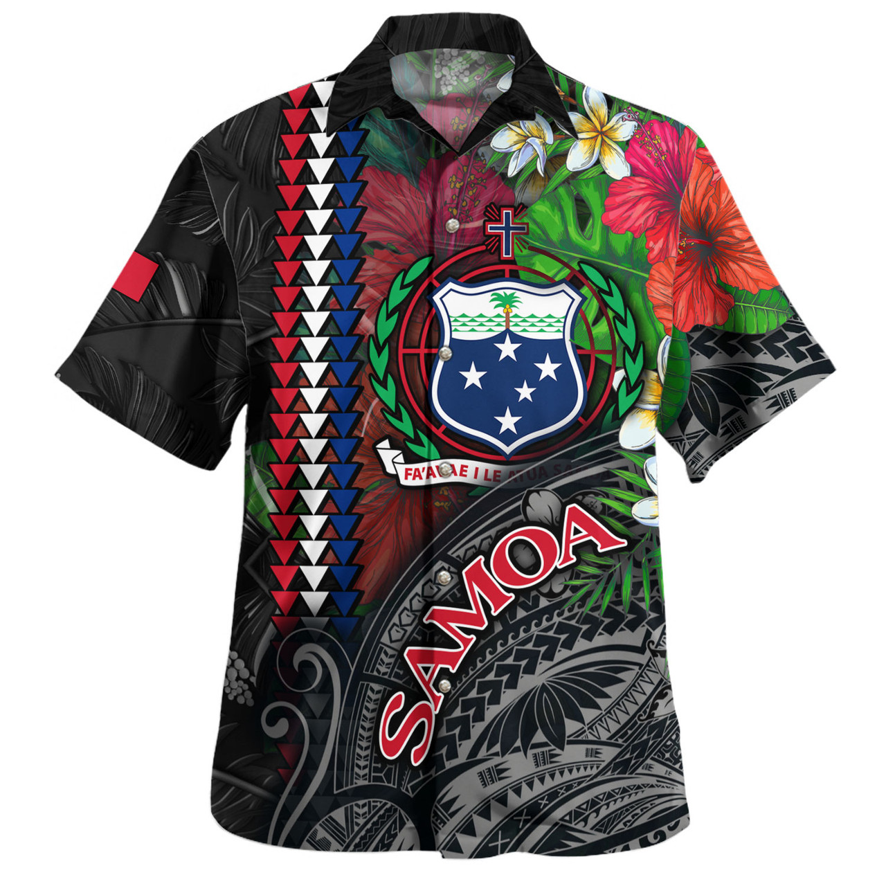 Samoa Custom Personalised Hawaiian Shirt Samoa Seal Hibiscus And Plumeria With Palm Branches Vintage Style