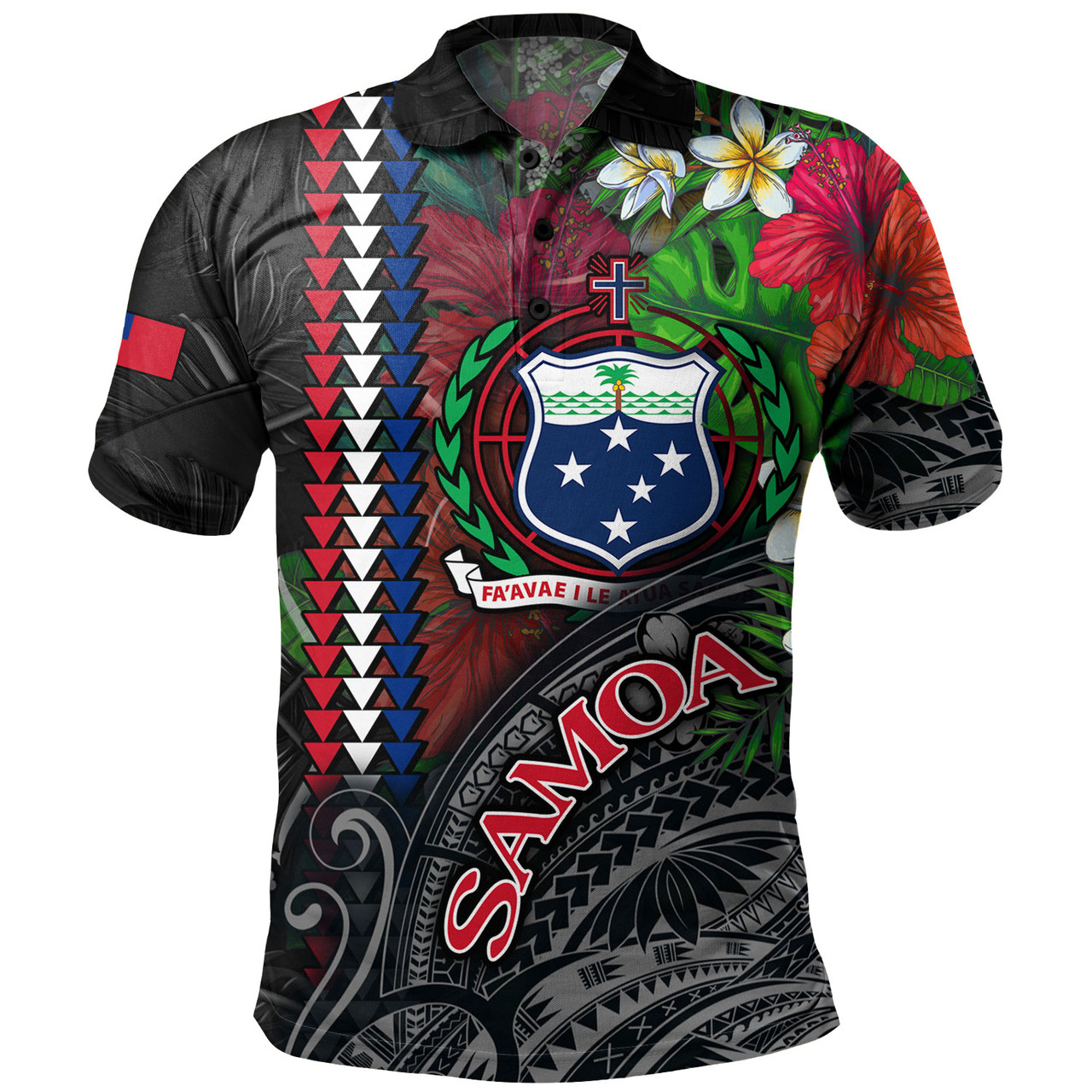 Samoa Custom Personalised Polo Shirt Samoa Seal Hibiscus And Plumeria With Palm Branches Vintage Style