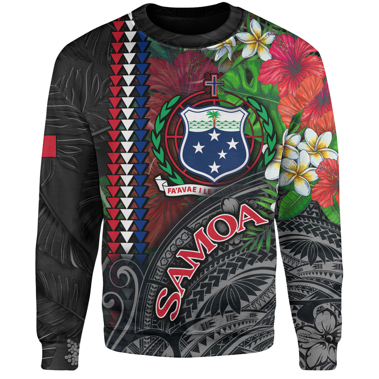 Samoa Custom Personalised Sweatshirt Samoa Seal Hibiscus And Plumeria With Palm Branches Vintage Style