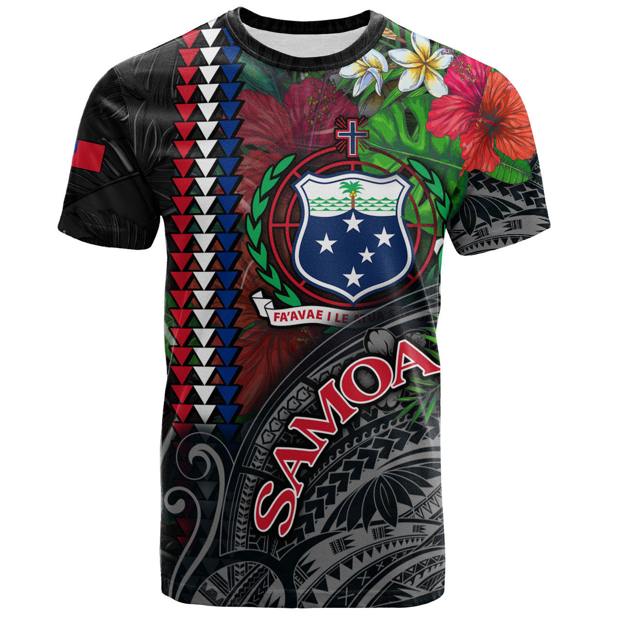 Samoa Custom Personalised T-Shirt Samoa Seal Hibiscus And Plumeria With Palm Branches Vintage Style