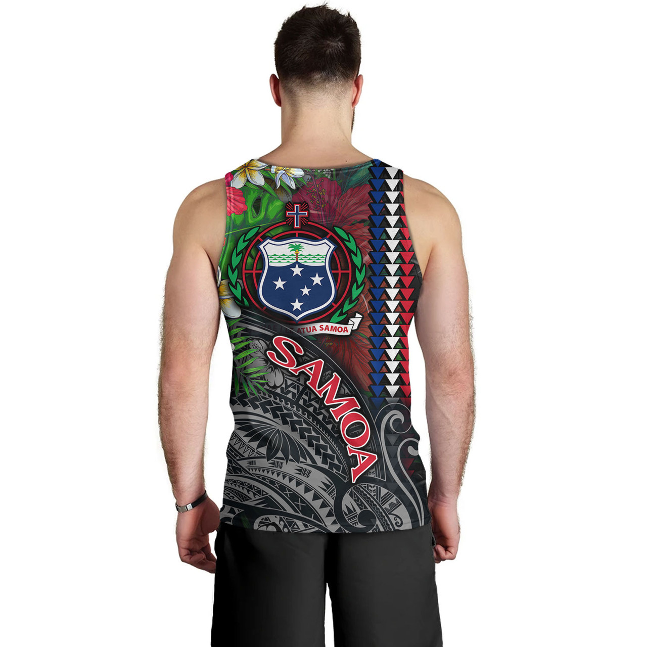 Samoa Custom Personalised Tank Top Samoa Seal Hibiscus And Plumeria With Palm Branches Vintage Style