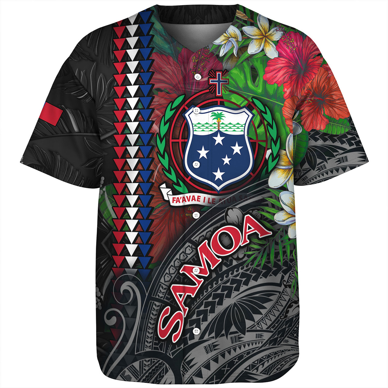 Samoa Custom Personalised Baseball Shirt Samoa Seal Hibiscus And Plumeria With Palm Branches Vintage Style