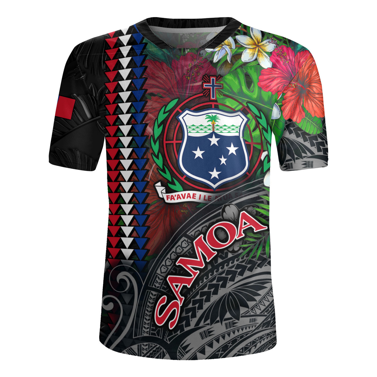 Samoa Custom Personalised Rugby Jersey Samoa Seal Hibiscus And Plumeria With Palm Branches Vintage Style