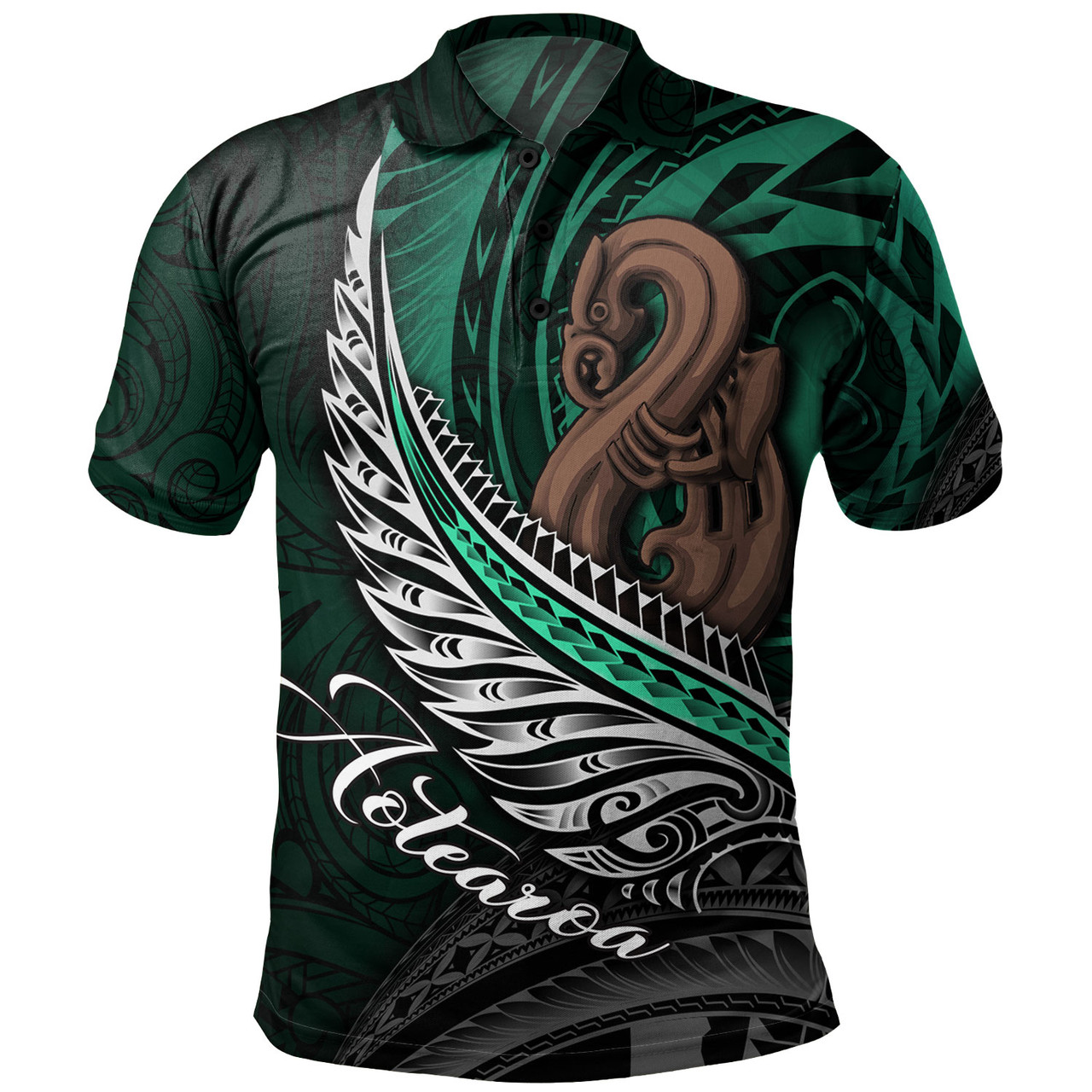 New Zealand Custom Personalised Polo Shirt Aotearoa Manaia Maori Patterns