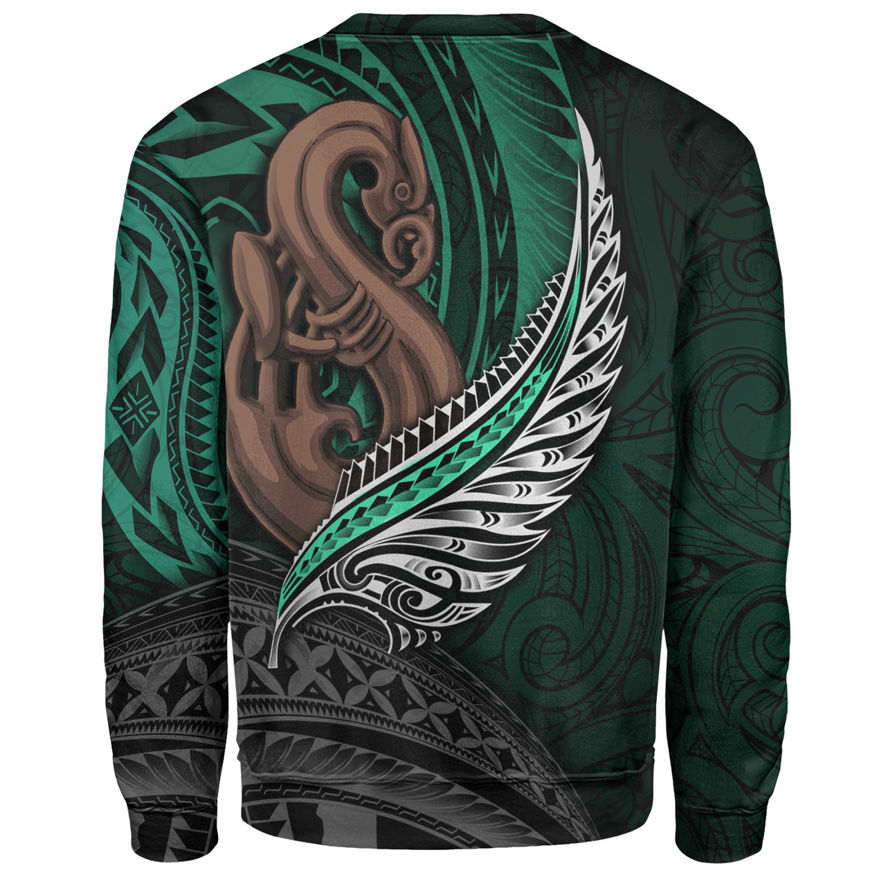 New Zealand Custom Personalised Sweatshirt Aotearoa Manaia Maori Patterns