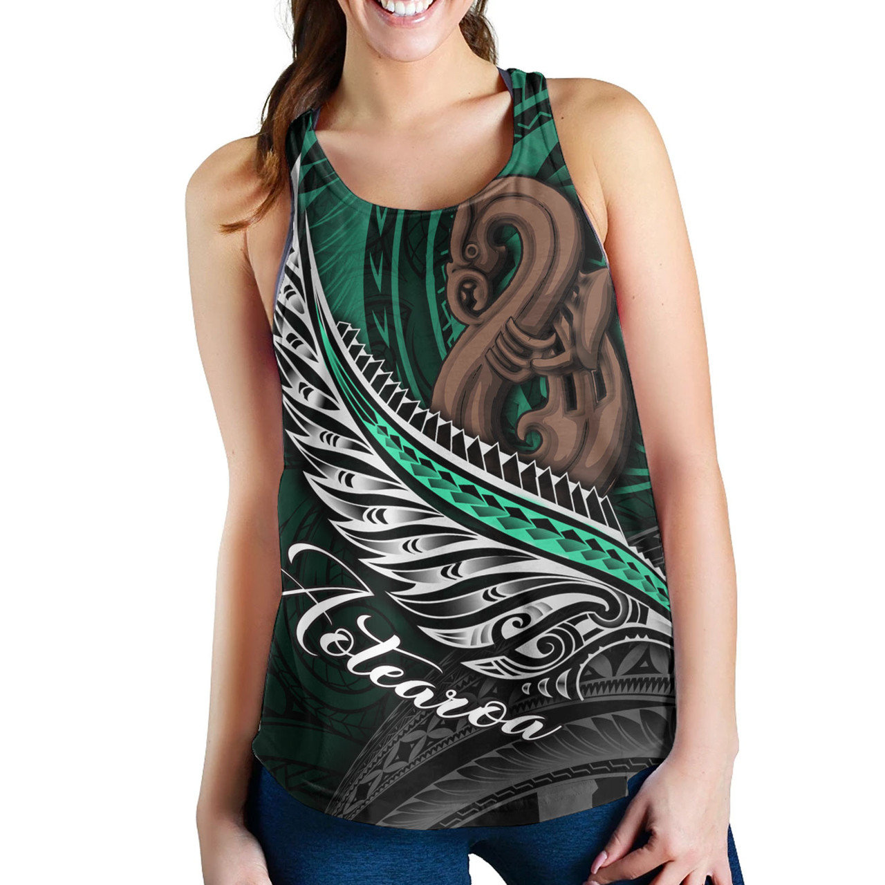 New Zealand Custom Personalised Women Tank Aotearoa Manaia Maori Patterns