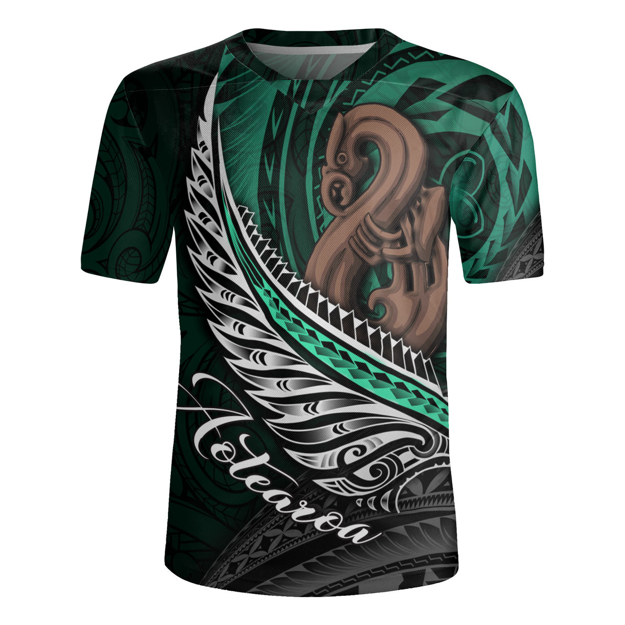 New Zealand Custom Personalised Rugby Jersey Aotearoa Manaia Maori Patterns