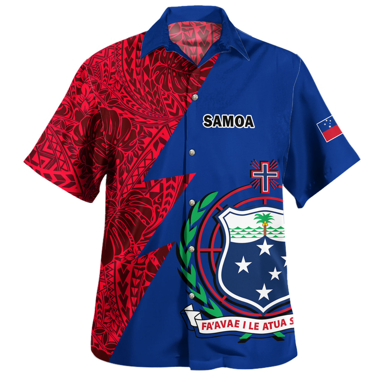 Samoa Custom Personalised Hawaiian Shirt Flash Style