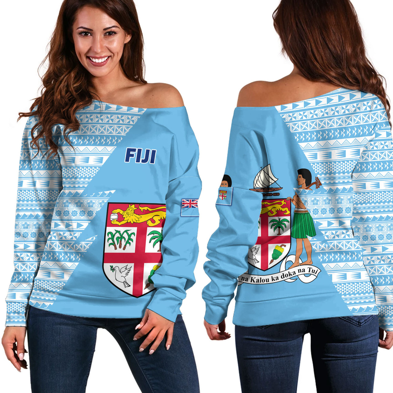 Fiji Custom Personalised Off Shoulder Sweatshirt Flash Style