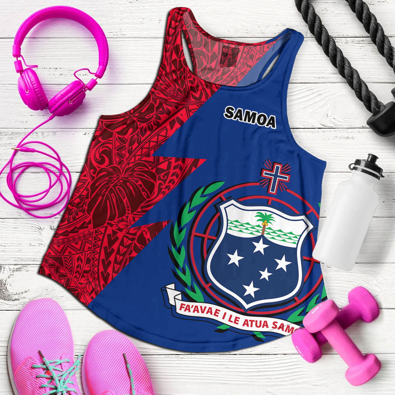 Samoa Custom Personalised Women Tank Flash Style