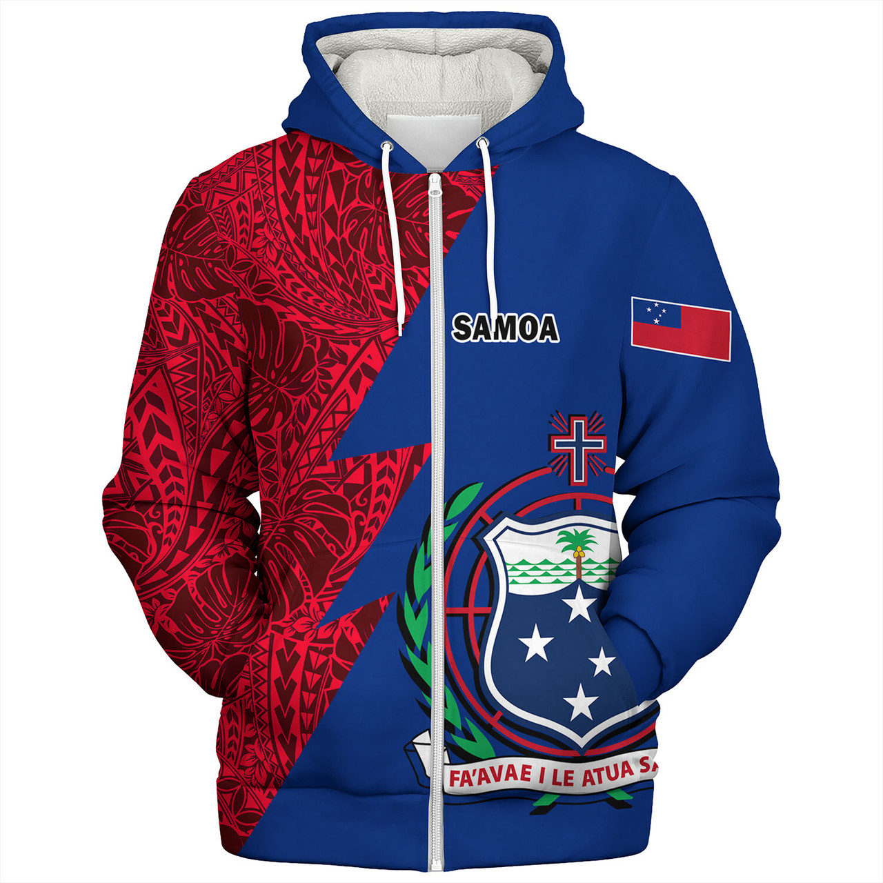 Samoa Custom Personalised Sherpa Hoodie Flash Style