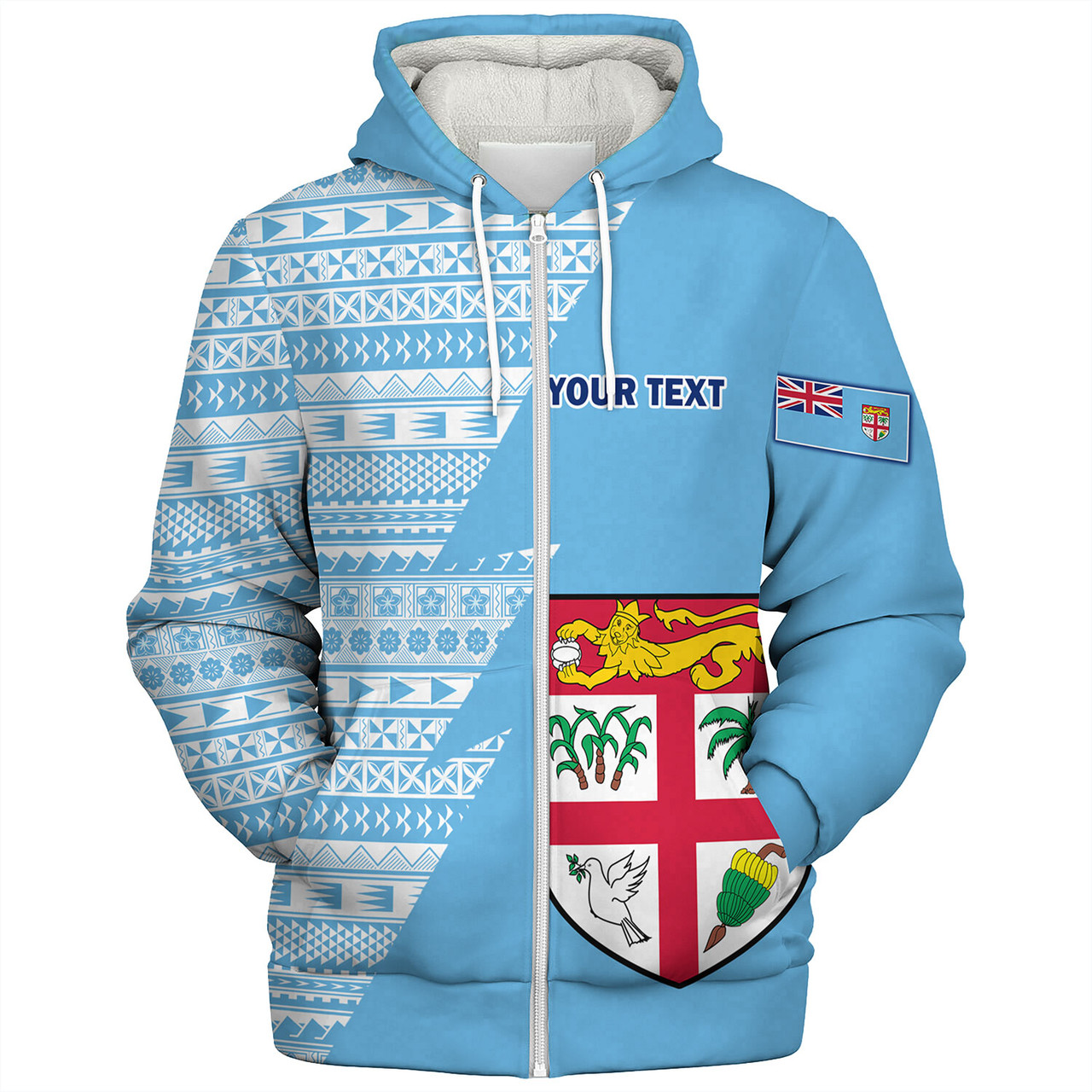 Fiji Custom Personalised Sherpa Hoodie Flash Style