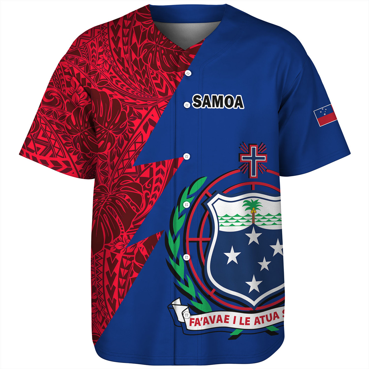 Samoa Custom Personalised Baseball Shirt Flash Style