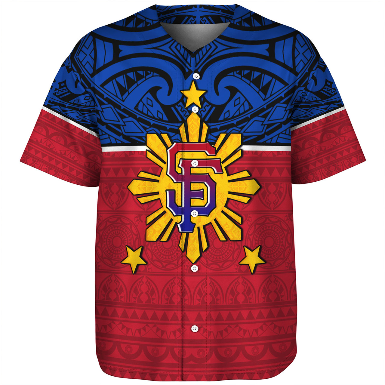 Philippines Filipinos Custom Personalised Baseball Shirt San Francisco Tribal Patterns Style