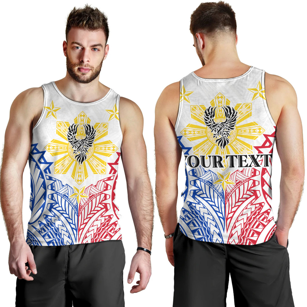 Philippines Filipinos Custom Personalised Tank Top Filipino Sun with Eagle Style