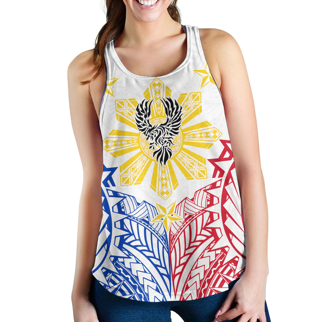 Philippines Filipinos Custom Personalised Women Tank Filipino Sun with Eagle Style