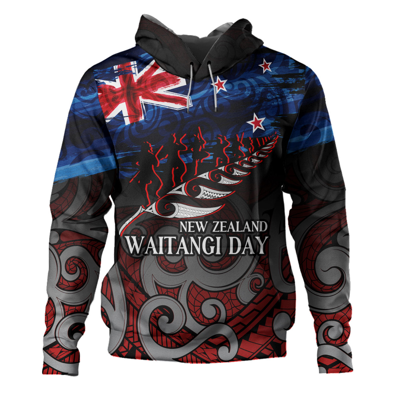 New Zealand Custom Personalised Hoodie Waitangi Day Maori Patterns