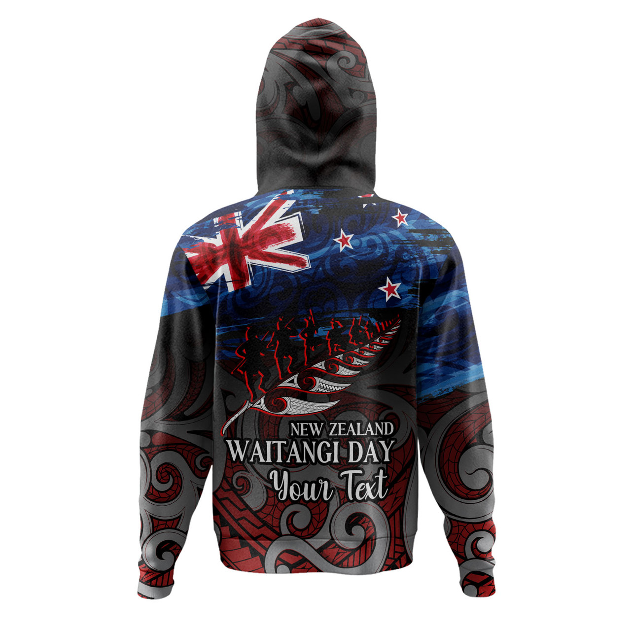 New Zealand Custom Personalised Hoodie Waitangi Day Maori Patterns