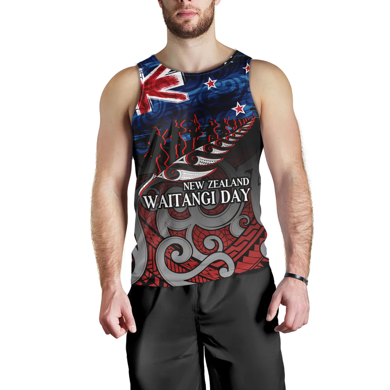 New Zealand Custom Personalised Tank Top Waitangi Day Maori Patterns