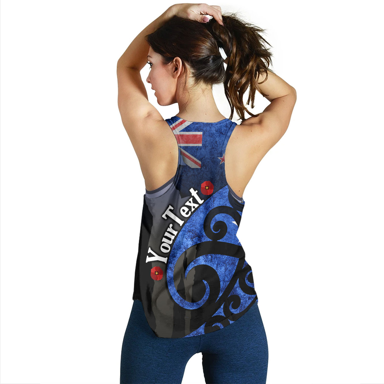 New Zealand Custom Personalised Women Tank Anzac Day Flag Maori Patterns