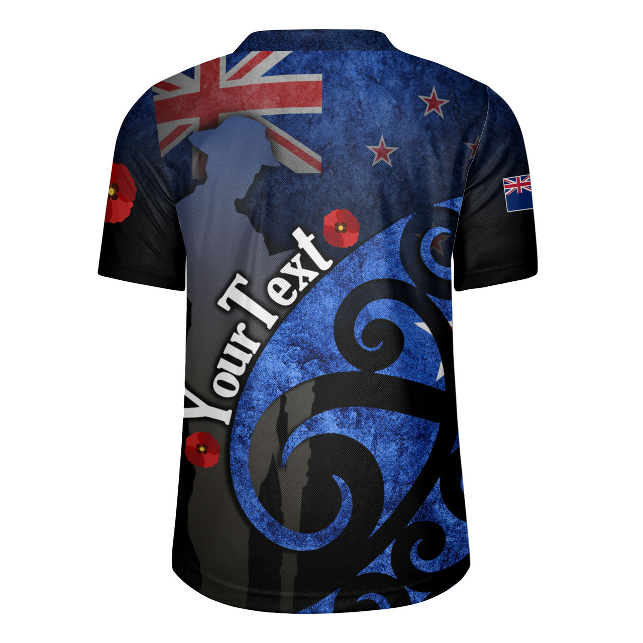 New Zealand Custom Personalised Rugby Jersey Anzac Day Flag Maori Patterns