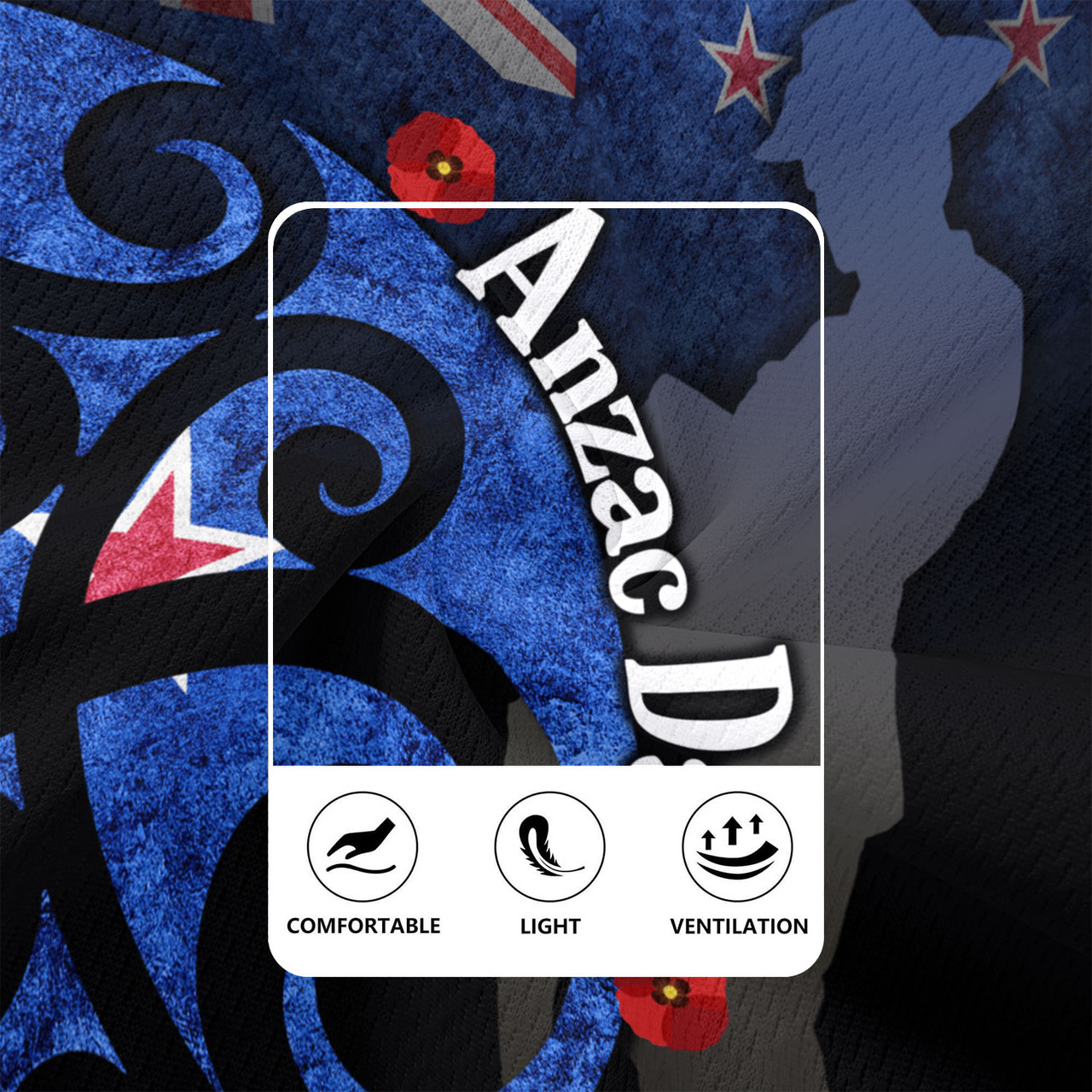 New Zealand Custom Personalised Rugby Jersey Anzac Day Flag Maori Patterns