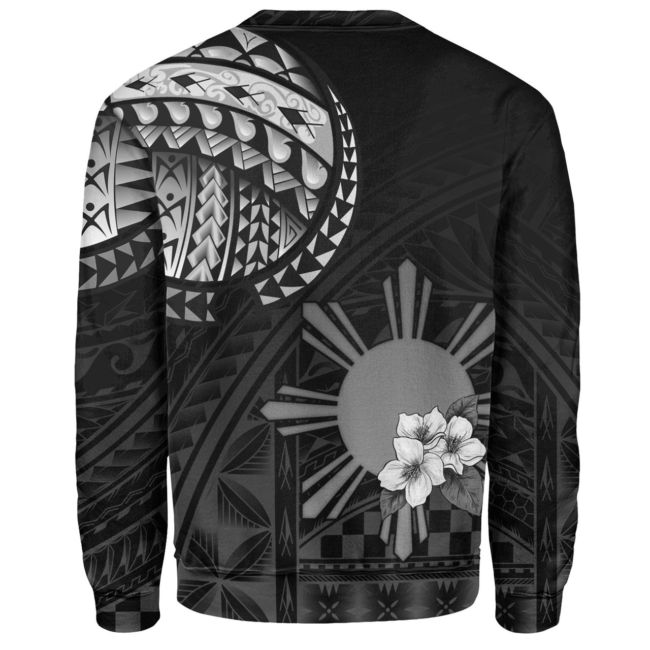 Philippines Filipinos Sweatshirt Filipinos Sun Tribal Patterns Jasmine Flowers Style