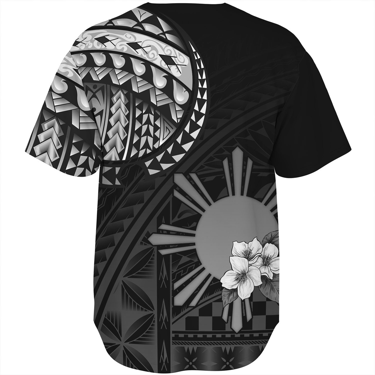 Philippines Filipinos Baseball Shirt Filipinos Sun Tribal Patterns Jasmine Flowers Style