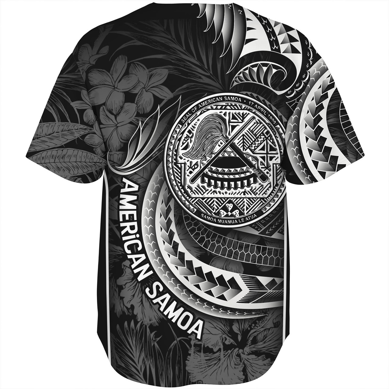 American Samoa Custom Personalised Baseball Shirt Seal Tribal Patterns Tropical Flowers Curve Style